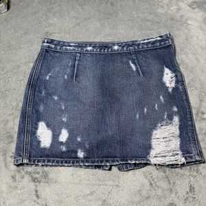 Lovers + Friends Ryder Distressed Las‎ Palmas Denim Mini Skirt Size 27 Indie Y2K
